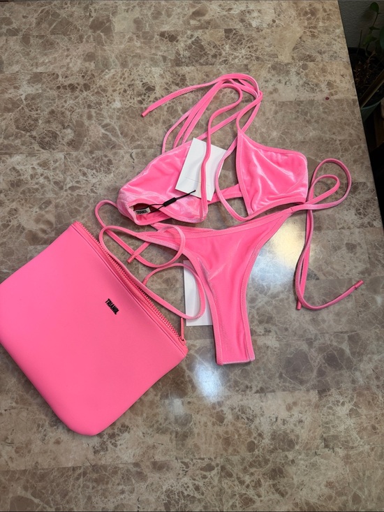 triangl swimwear Other - triangl swimwear Neon Pink Velvet Triangle Bikini with Matching Pouch